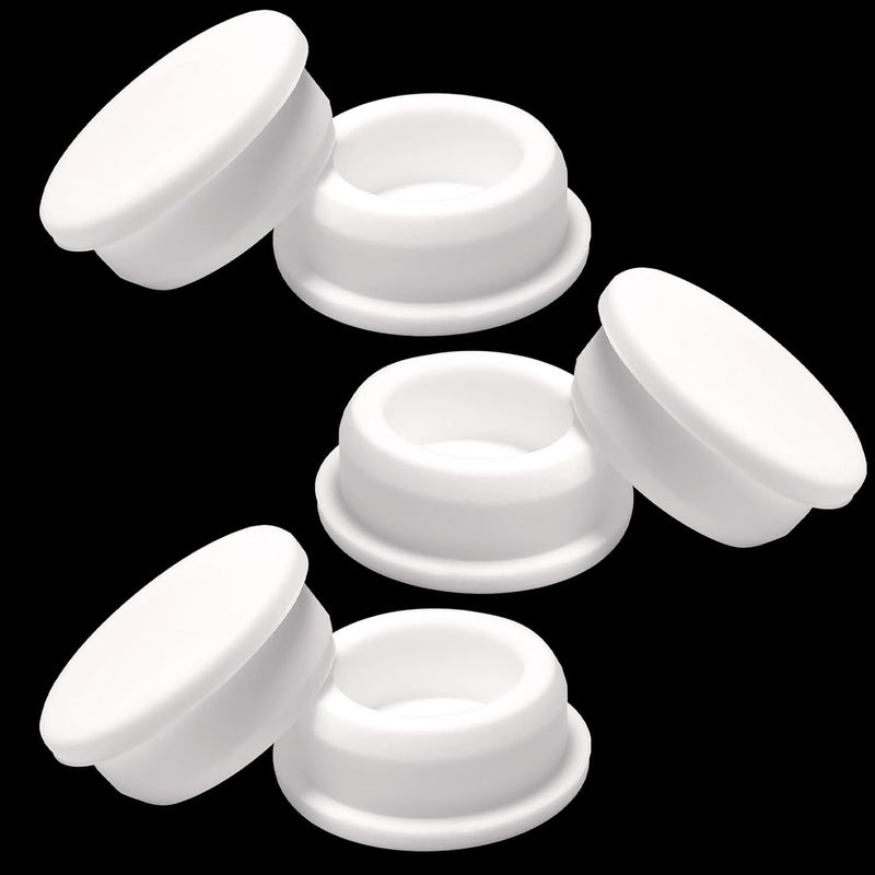BOPOREAE 6 Pcs 32.3 mm/1.27 in Silicone Rubber Plug for 31-32 mm in Round Holes, Waterproof T Type Rubber Stoppers, Soft Flexible Snap-On Seal Plugs Tube Pipe End Cover Caps Insert, White - Image 1